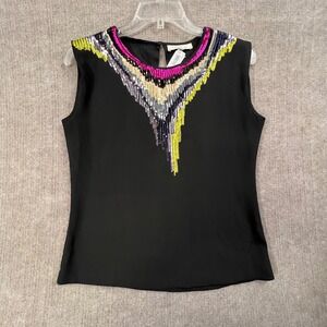 Olive‎ & Oak Black Sleeveless Sequin Embellished Party Top - Size S